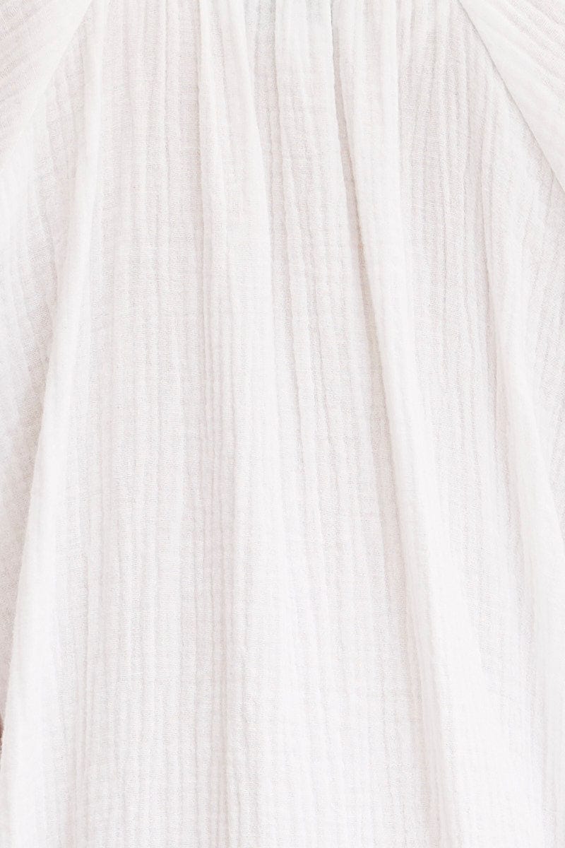 FB TUNIC DRESS White Mini Dress Short Sleeve V Neck for Women by Ally