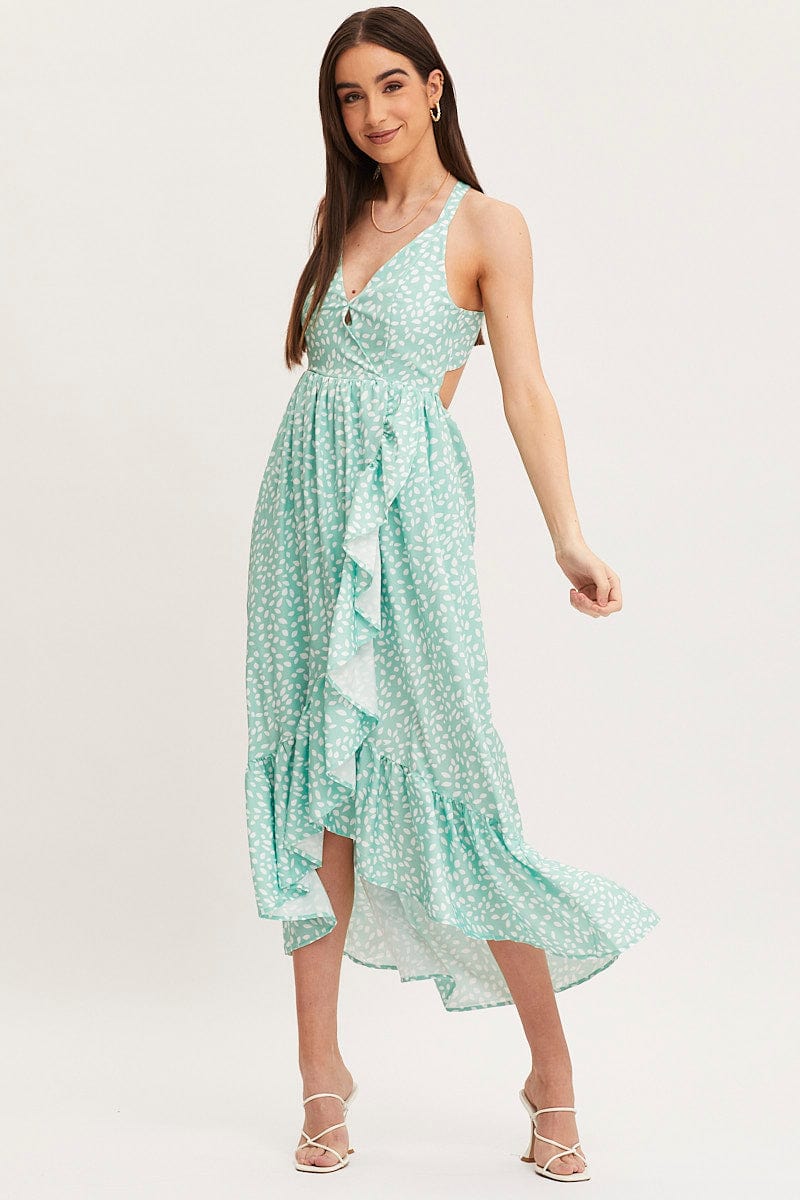 FB WRAP DRESS Print Wrap Dress Midi for Women by Ally