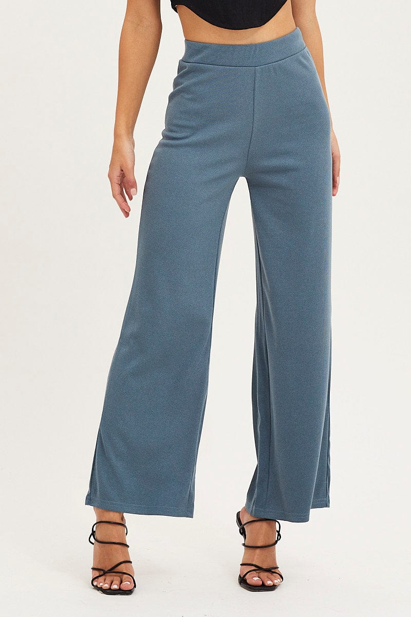 Women’s Blue Flare Pants High Rise | Ally Fashion