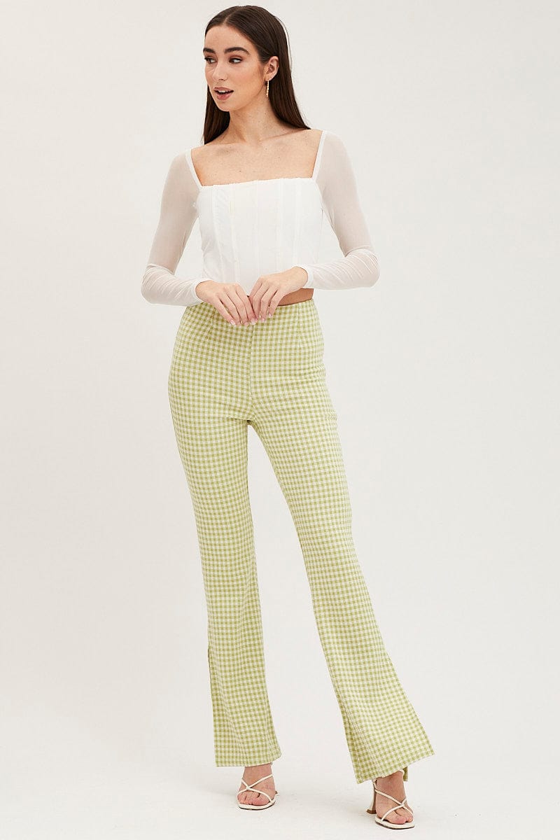 FLARE Check Flare Pants High Rise for Women by Ally