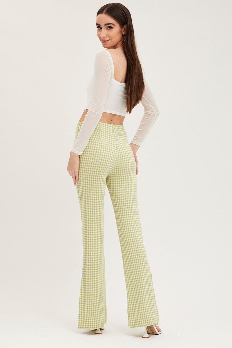 FLARE Check Flare Pants High Rise for Women by Ally