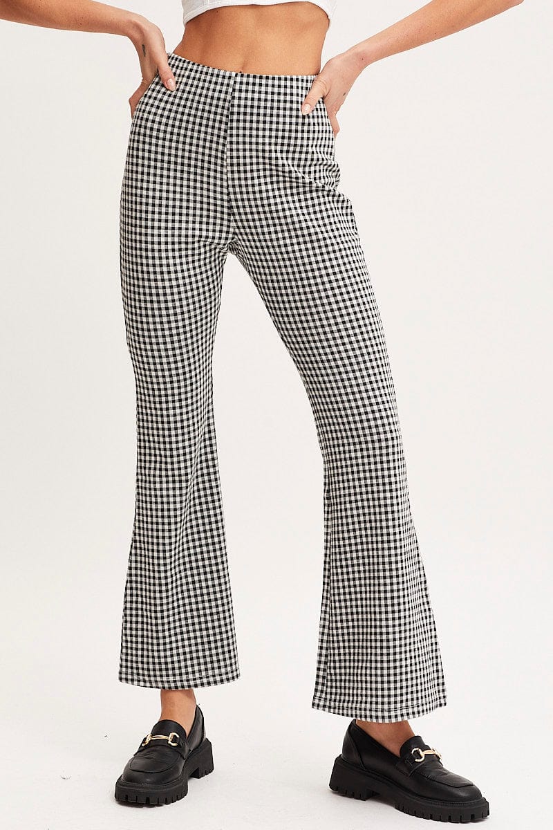 Women’s Check Flare Pants High Rise | Ally Fashion