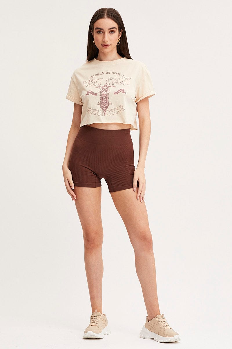 GRAPHIC T CROP Nude Graphic T Shirt Short Sleeve for Women by Ally