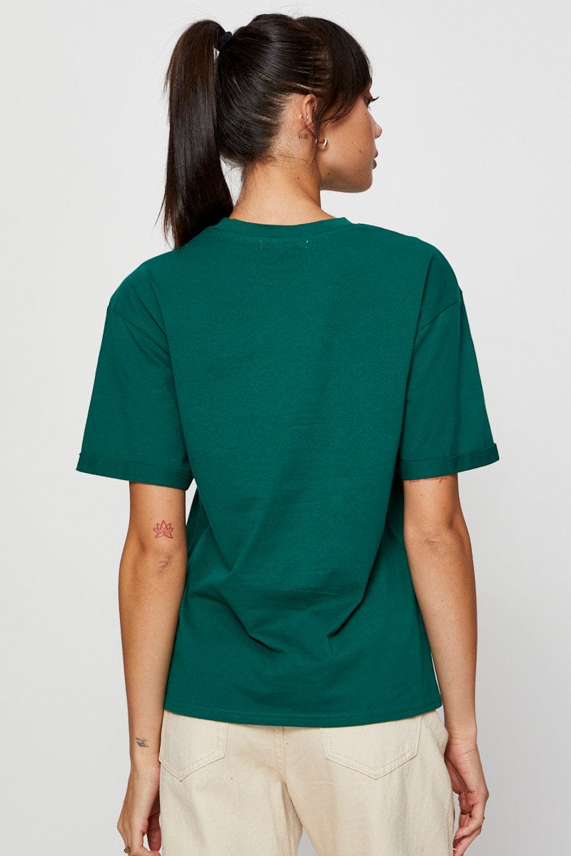 GRAPHIC T REGULAR Green Graphic T Shirt Short Sleeve for Women by Ally