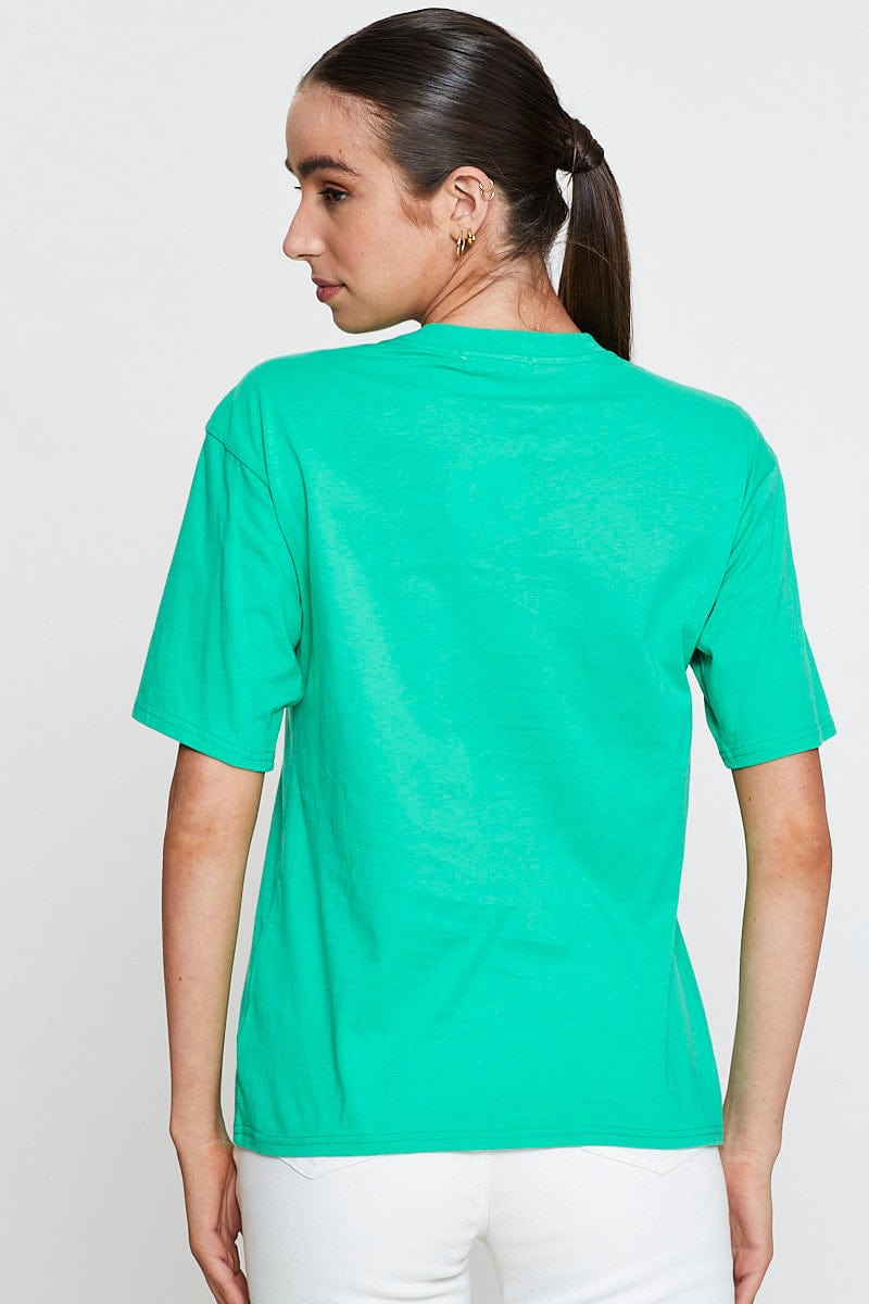 GRAPHIC T REGULAR Green Graphic T Shirt Short Sleeve for Women by Ally