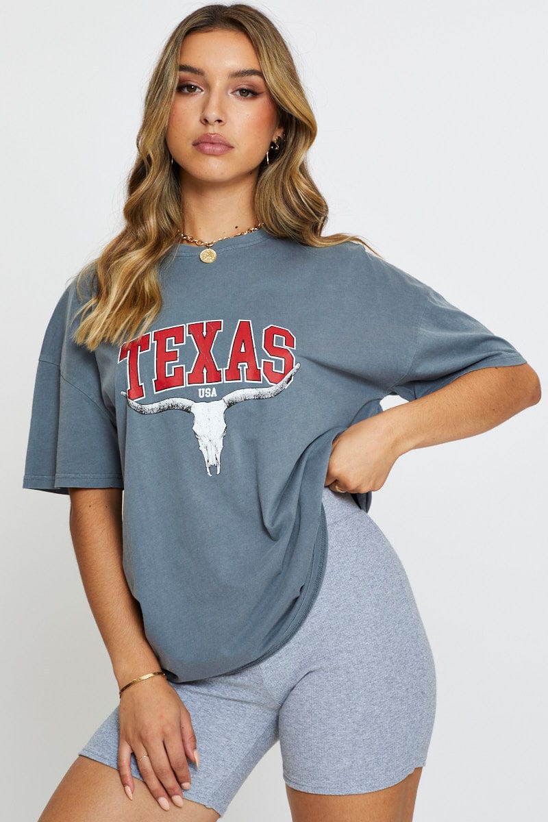 GRAPHIC T REGULAR Grey Graphic T Shirt Short Sleeve for Women by Ally