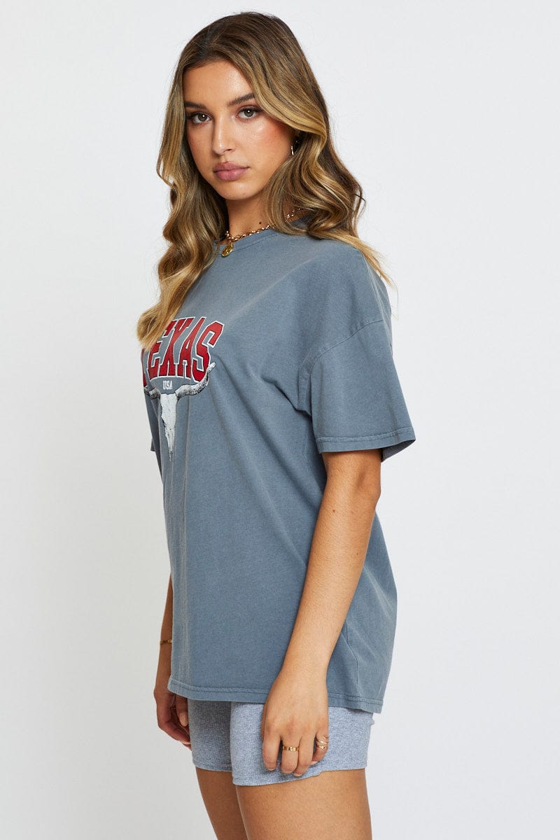 GRAPHIC T REGULAR Grey Graphic T Shirt Short Sleeve for Women by Ally