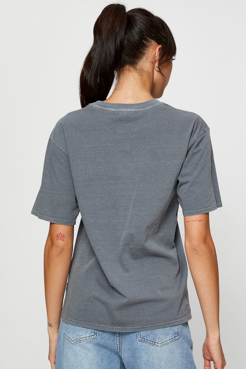 Women’s Grey Graphic T Shirt Short Sleeve | Ally Fashion