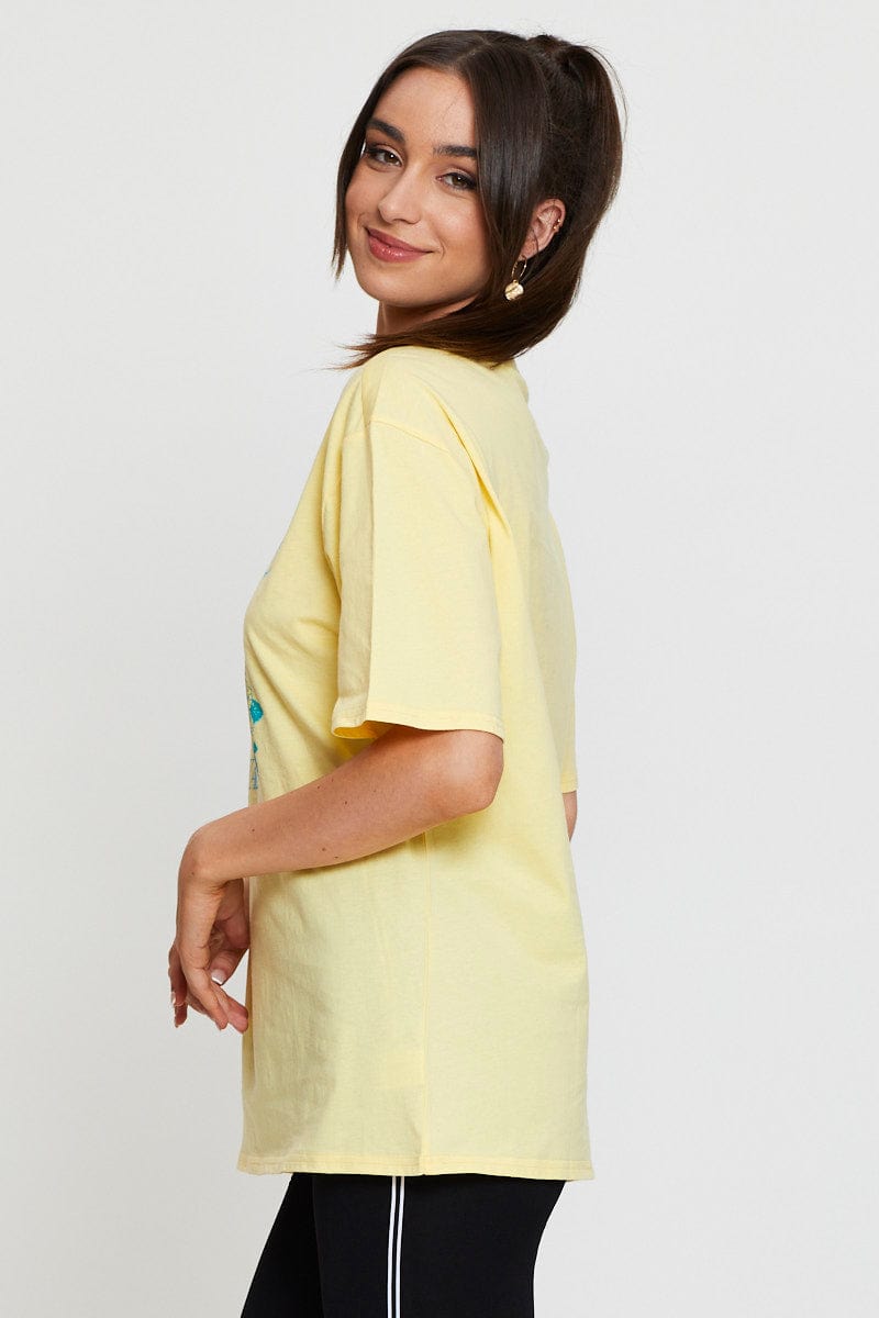 GRAPHIC T REGULAR Yellow Graphic T Shirt Short Sleeve for Women by Ally