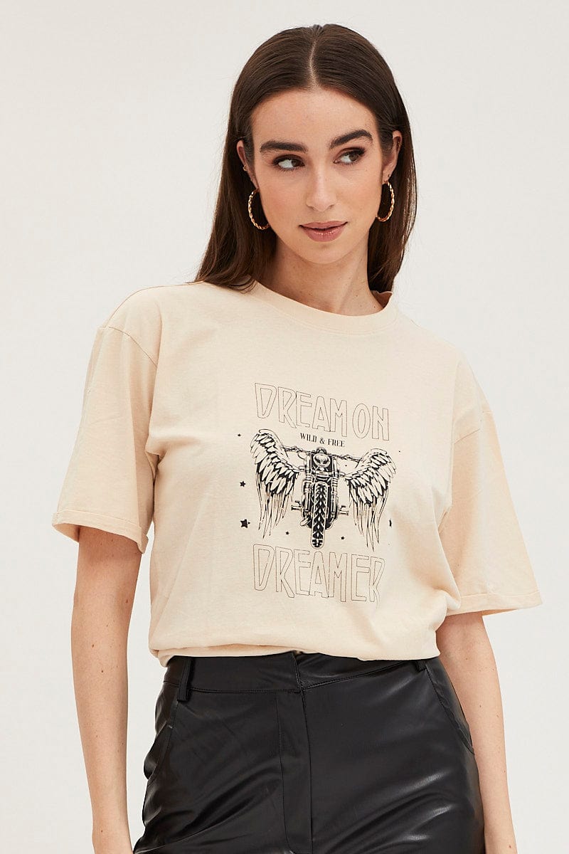 GRAPHIC TEE Camel Graphic T Shirt Short Sleeve for Women by Ally