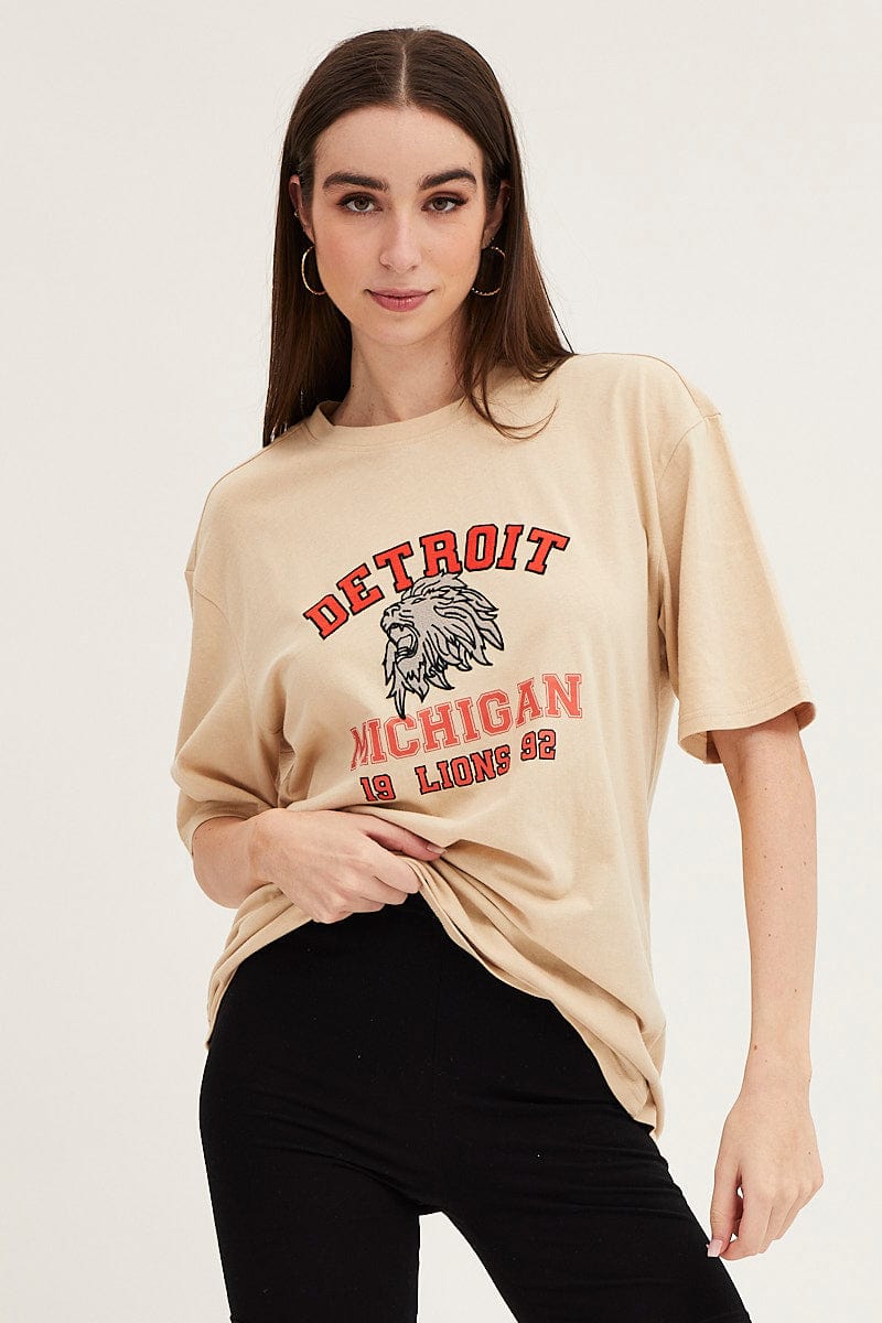 GRAPHIC TEE Camel Oversized T Shirt for Women by Ally