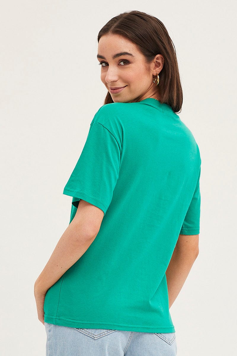 GRAPHIC TEE Green T Shirt Short Sleeve for Women by Ally