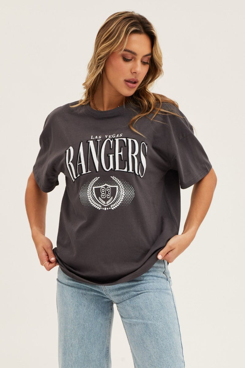 GRAPHIC TEE Grey Short Sleeve Graphic Tee for Women by Ally