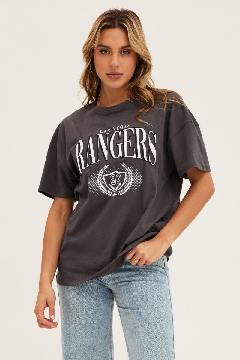 GRAPHIC TEE Grey Short Sleeve Graphic Tee for Women by Ally