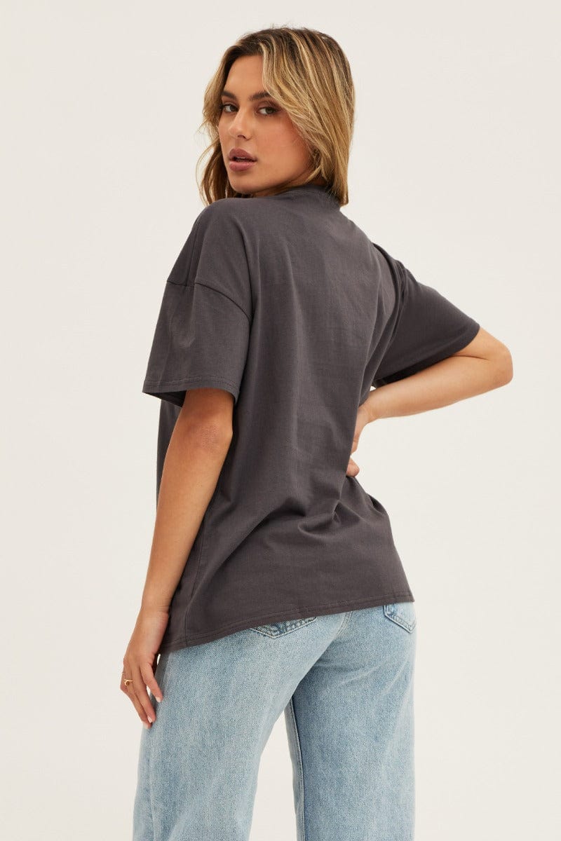 GRAPHIC TEE Grey Short Sleeve Graphic Tee for Women by Ally
