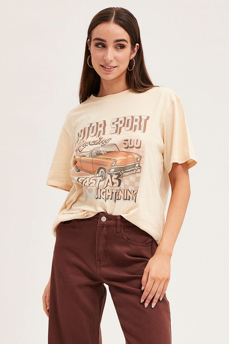 GRAPHIC TEE Nude Oversized T Shirt for Women by Ally