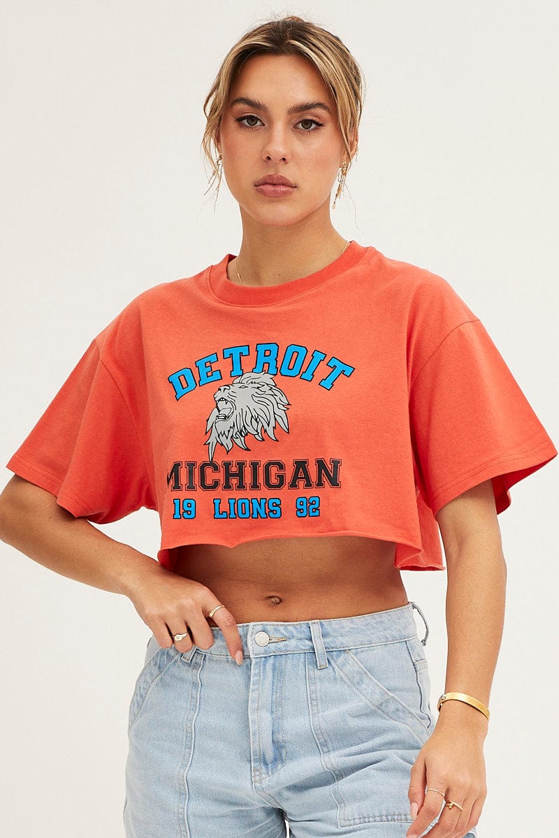 GRAPHIC TEE Orange Crop T Shirt for Women by Ally