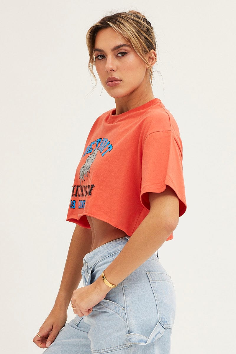 GRAPHIC TEE Orange Crop T Shirt for Women by Ally