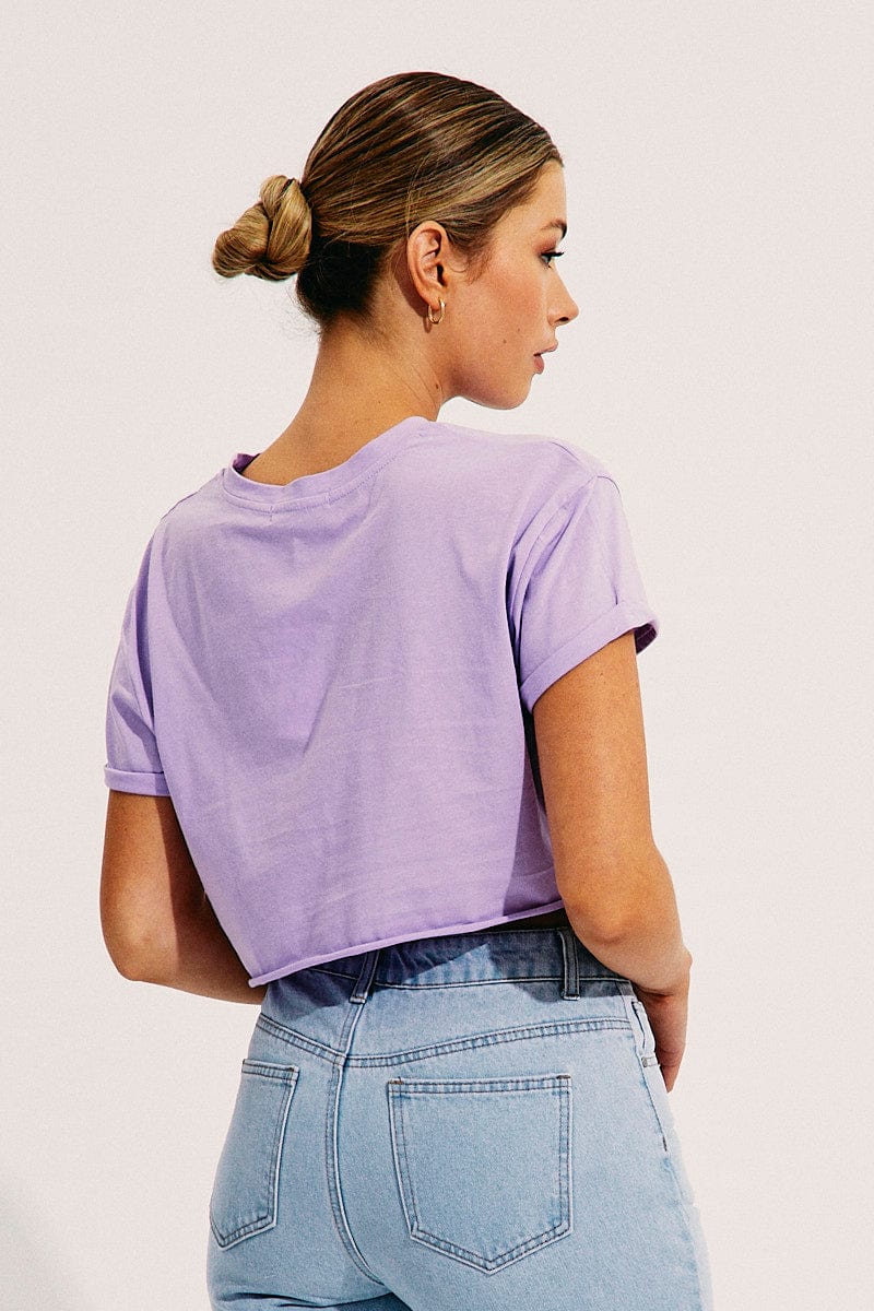 GRAPHIC TEE Purple Crop T Shirt for Women by Ally