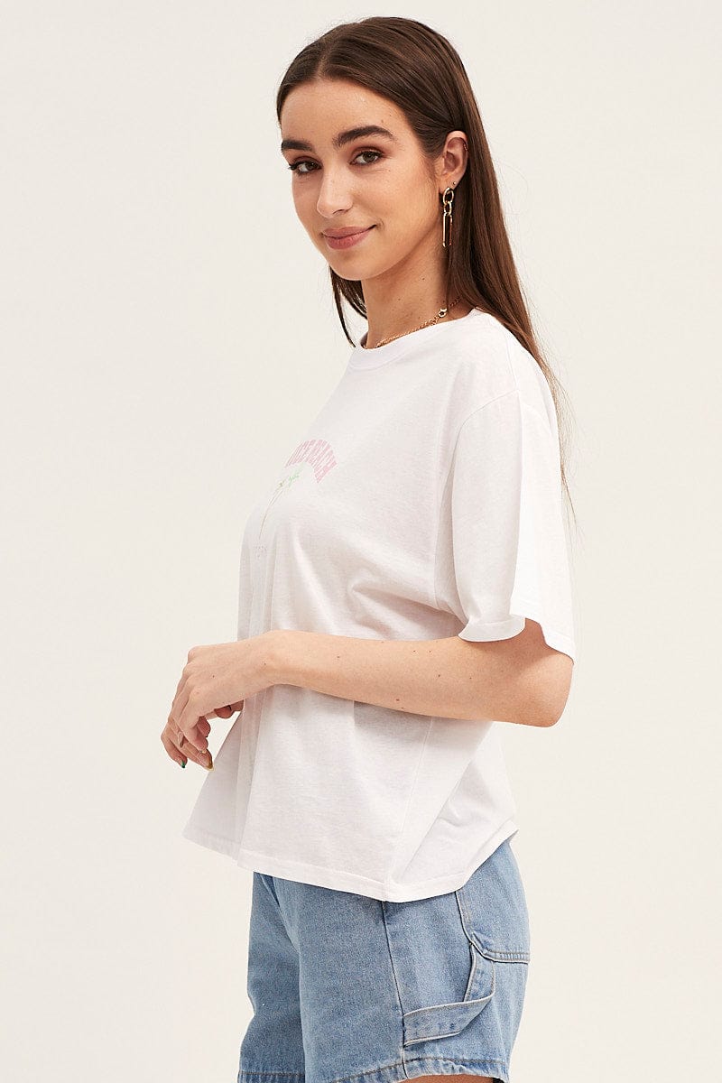 GRAPHIC TEE White Embroidered Tee for Women by Ally