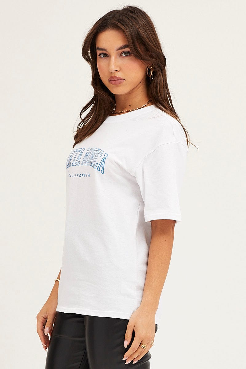 GRAPHIC TEE White T Shirt Short Sleeve for Women by Ally