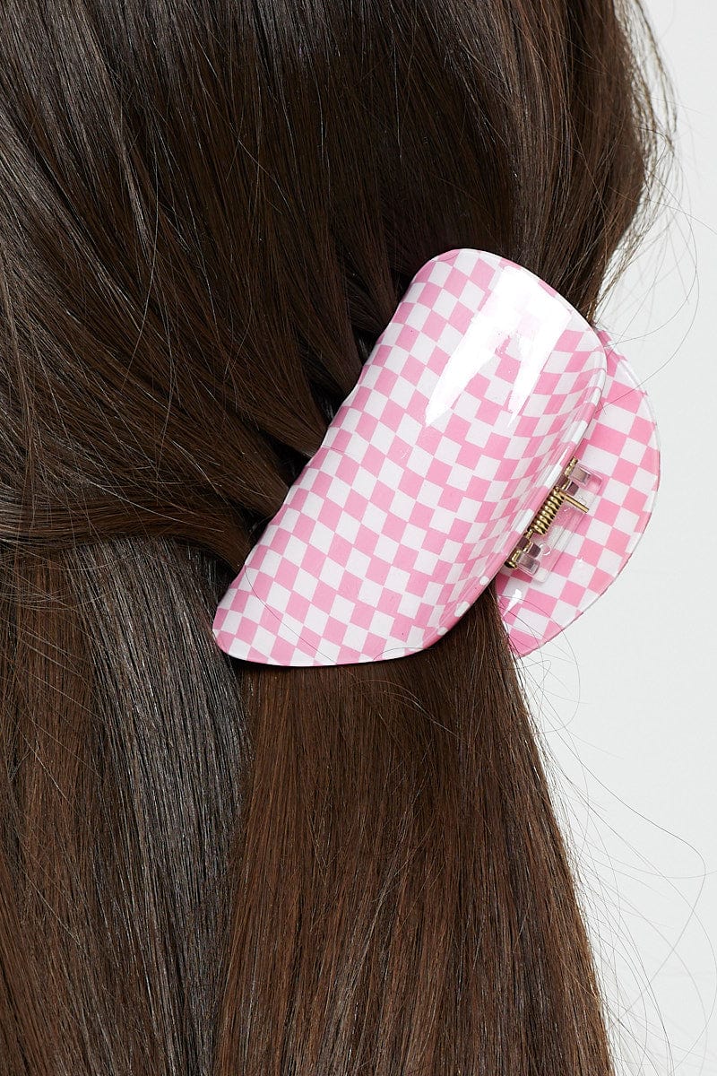 HAIR ACCESSORY Check Claw Clip for Women by Ally