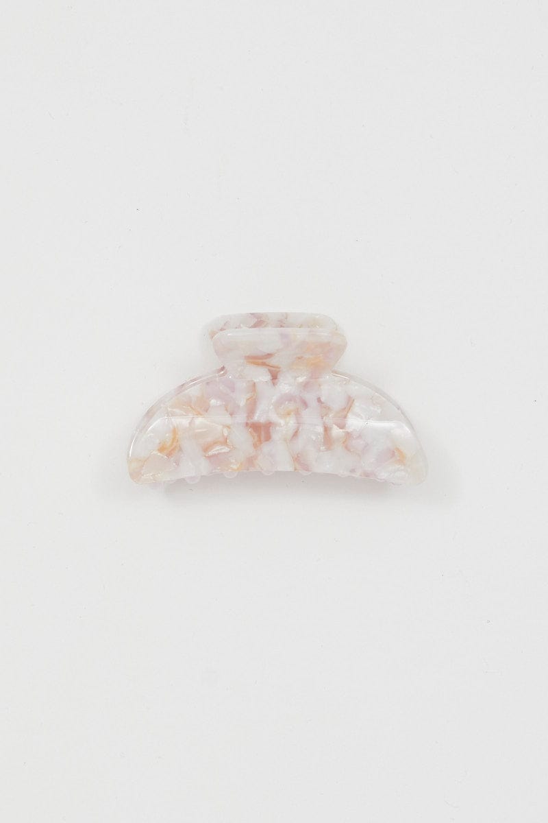HAIR ACCESSORY Pink Plastic Claw Clip for Women by Ally