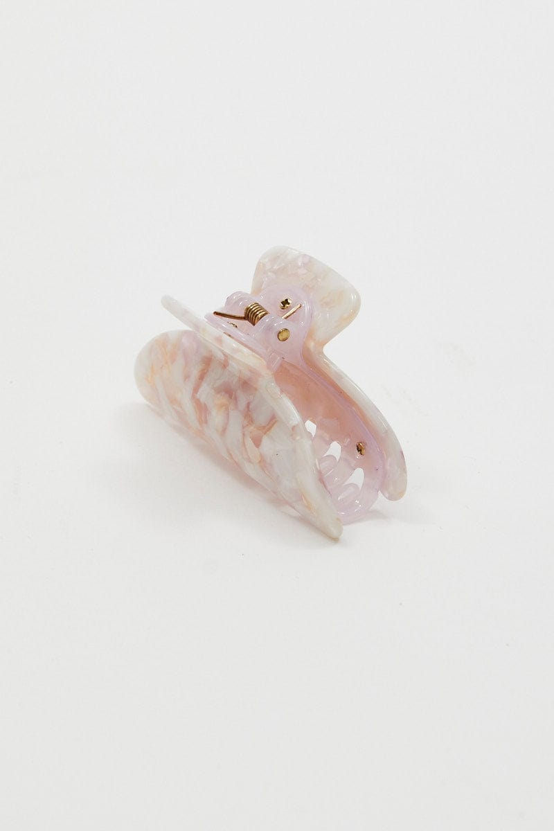 HAIR ACCESSORY Pink Plastic Claw Clip for Women by Ally