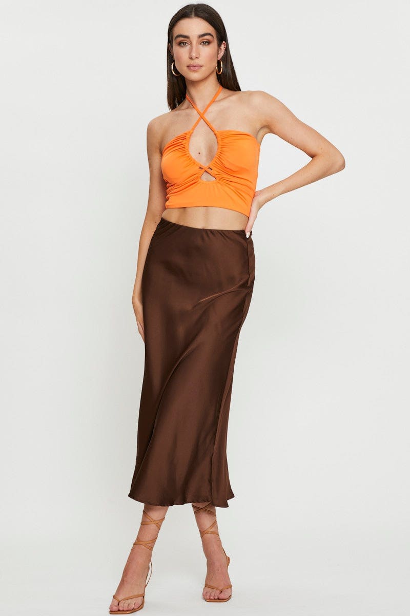 HALTER Orange Halter Top for Women by Ally