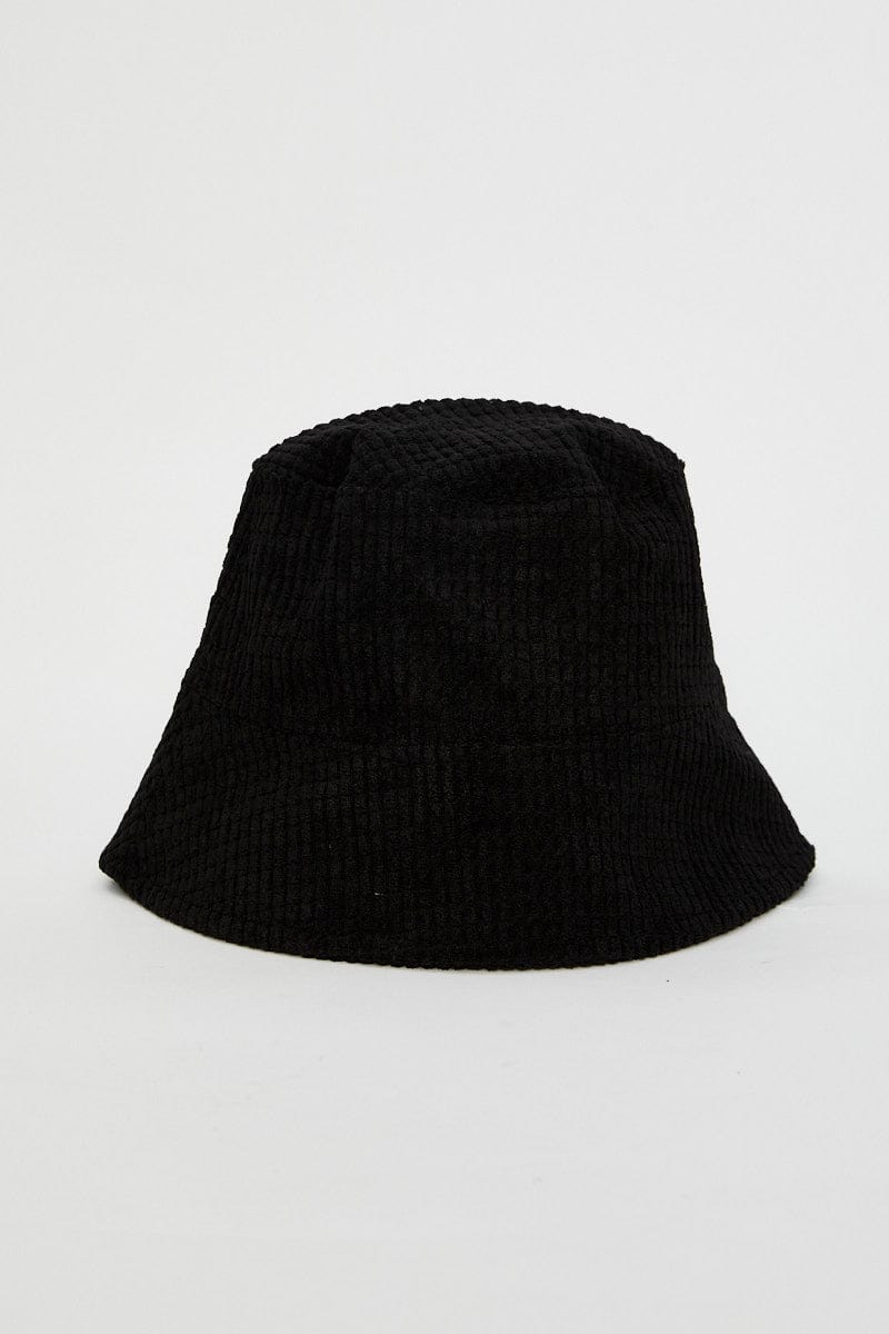HATS Black Corduroy Bucket Hat for Women by Ally