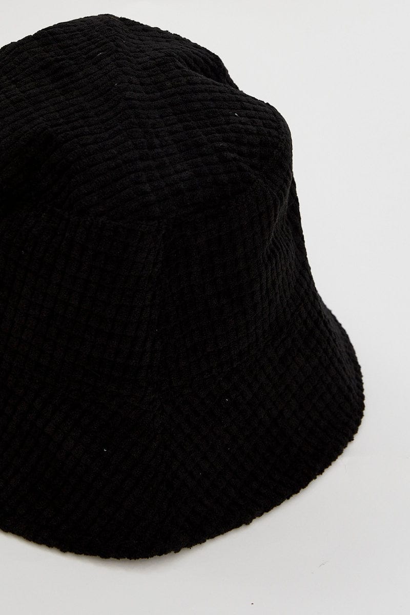 HATS Black Corduroy Bucket Hat for Women by Ally