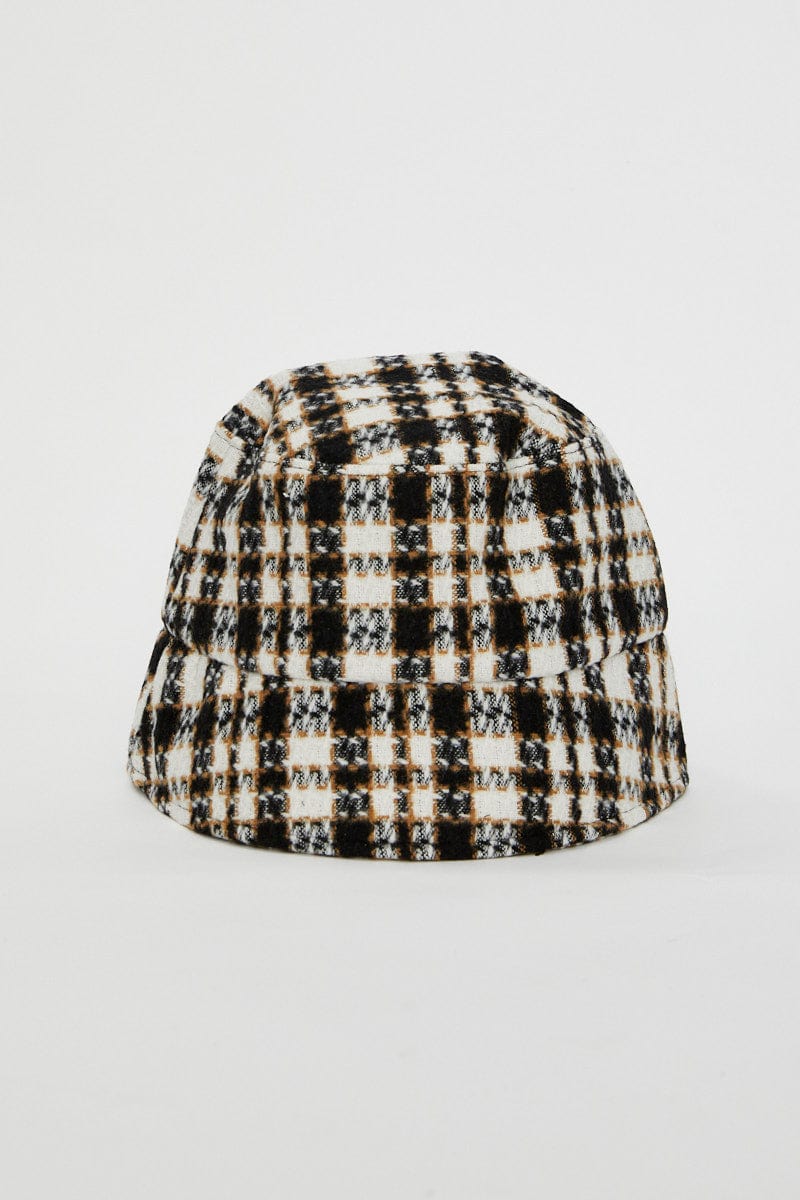 HATS Black Plaid Bucket Hat for Women by Ally
