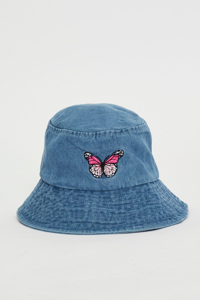 HATS Blue Butterfly Bucket Hat for Women by Ally