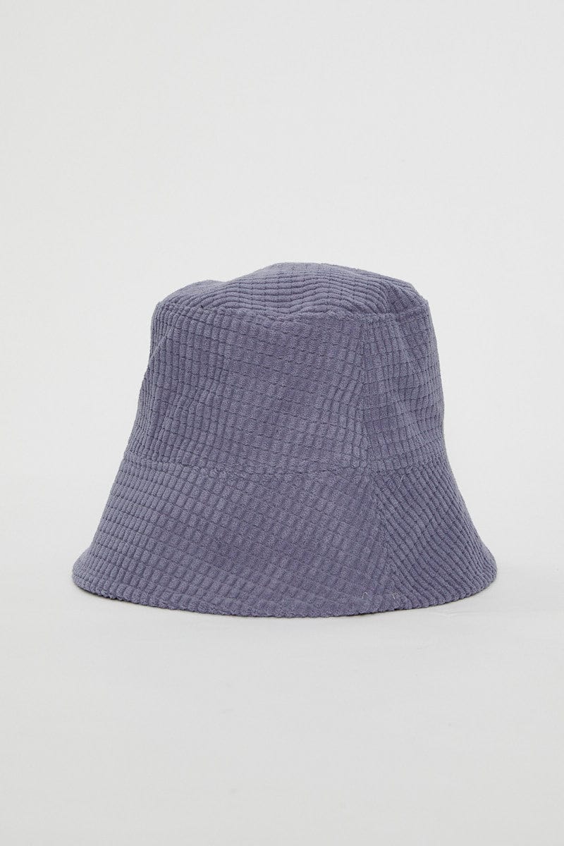 HATS Blue Corduroy Bucket Hat for Women by Ally