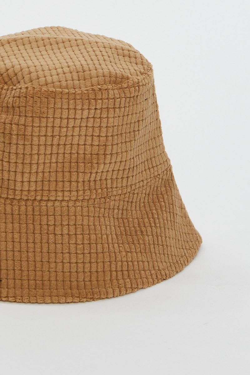 HATS Brown Corduroy Bucket Hat for Women by Ally