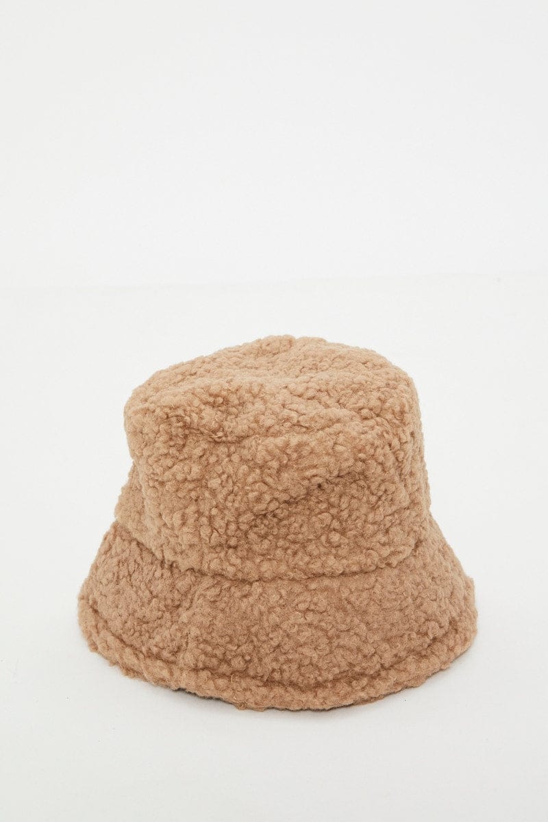 HATS Camel Borg Bucket Hat for Women by Ally