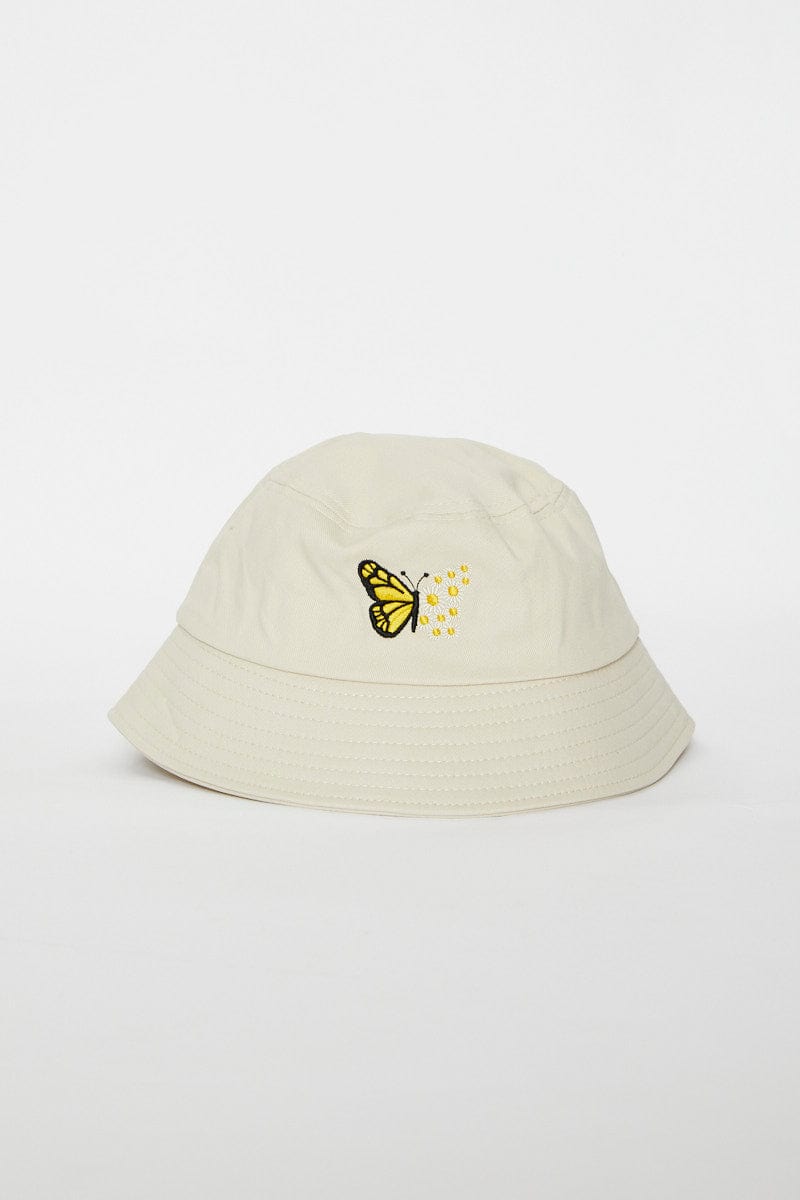 HATS Camel Butterfly & Flower Bucket Hat for Women by Ally