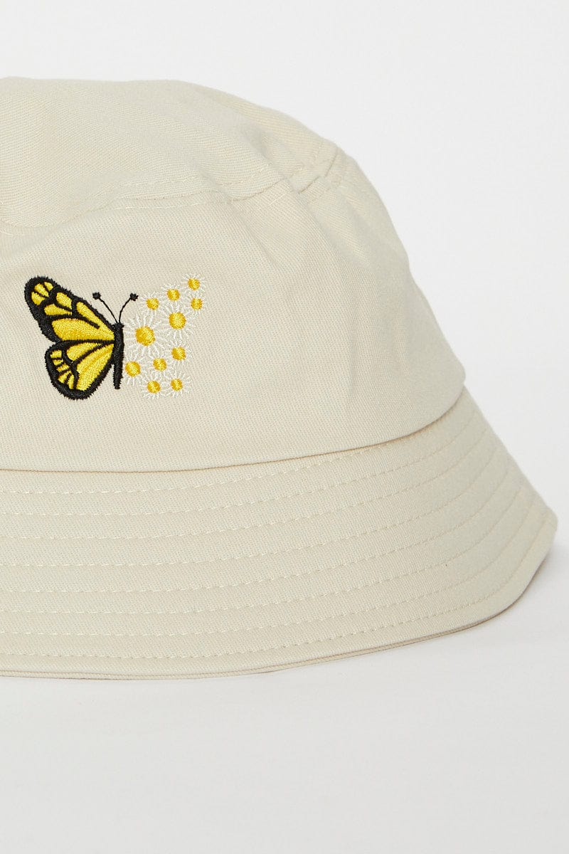 HATS Camel Butterfly & Flower Bucket Hat for Women by Ally