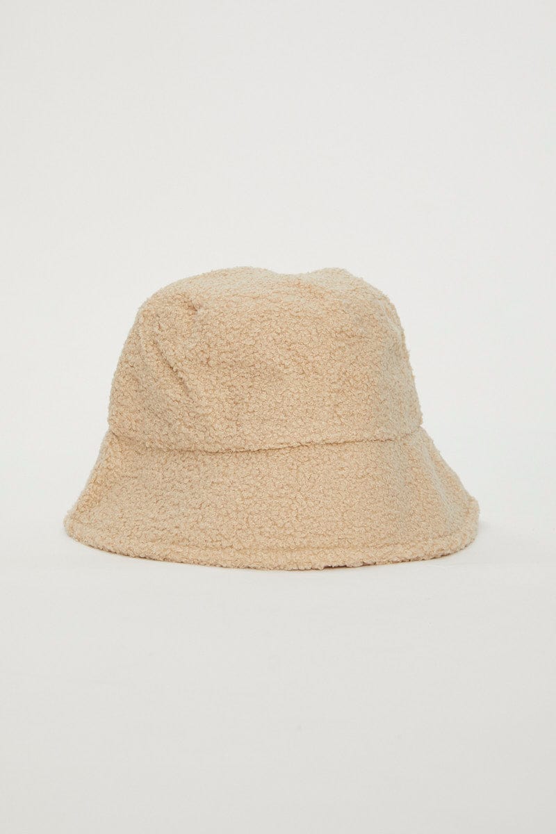 HATS Camel Fuzzy Bucket Hat for Women by Ally