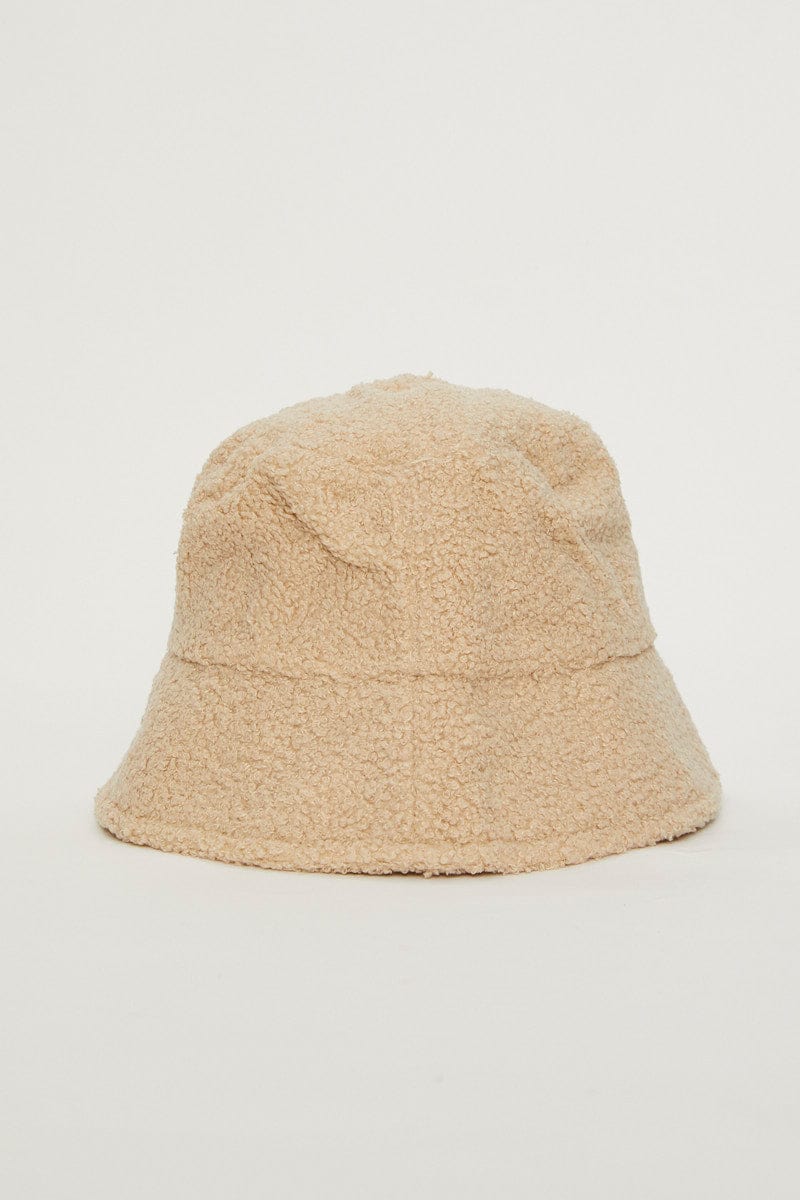 Women's Beige Fuzzy Bucket Hat Ally Fashion - Main Image