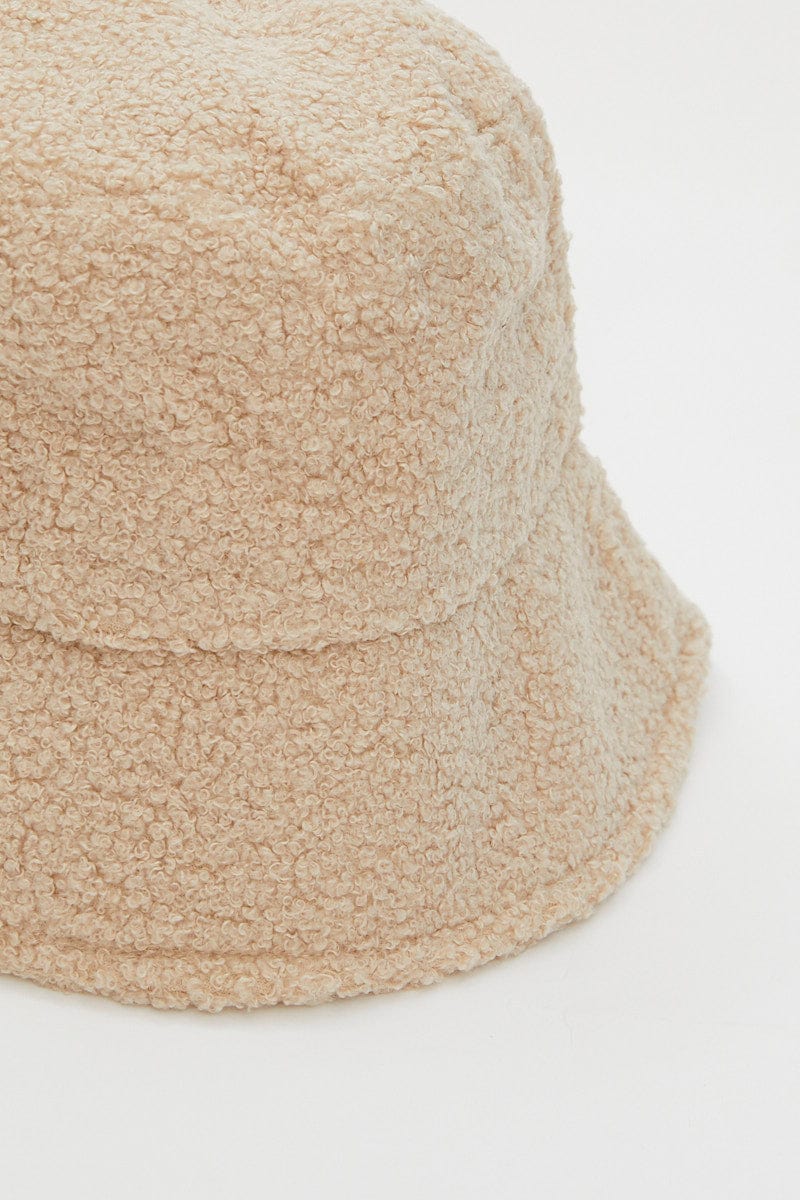 HATS Camel Fuzzy Bucket Hat for Women by Ally