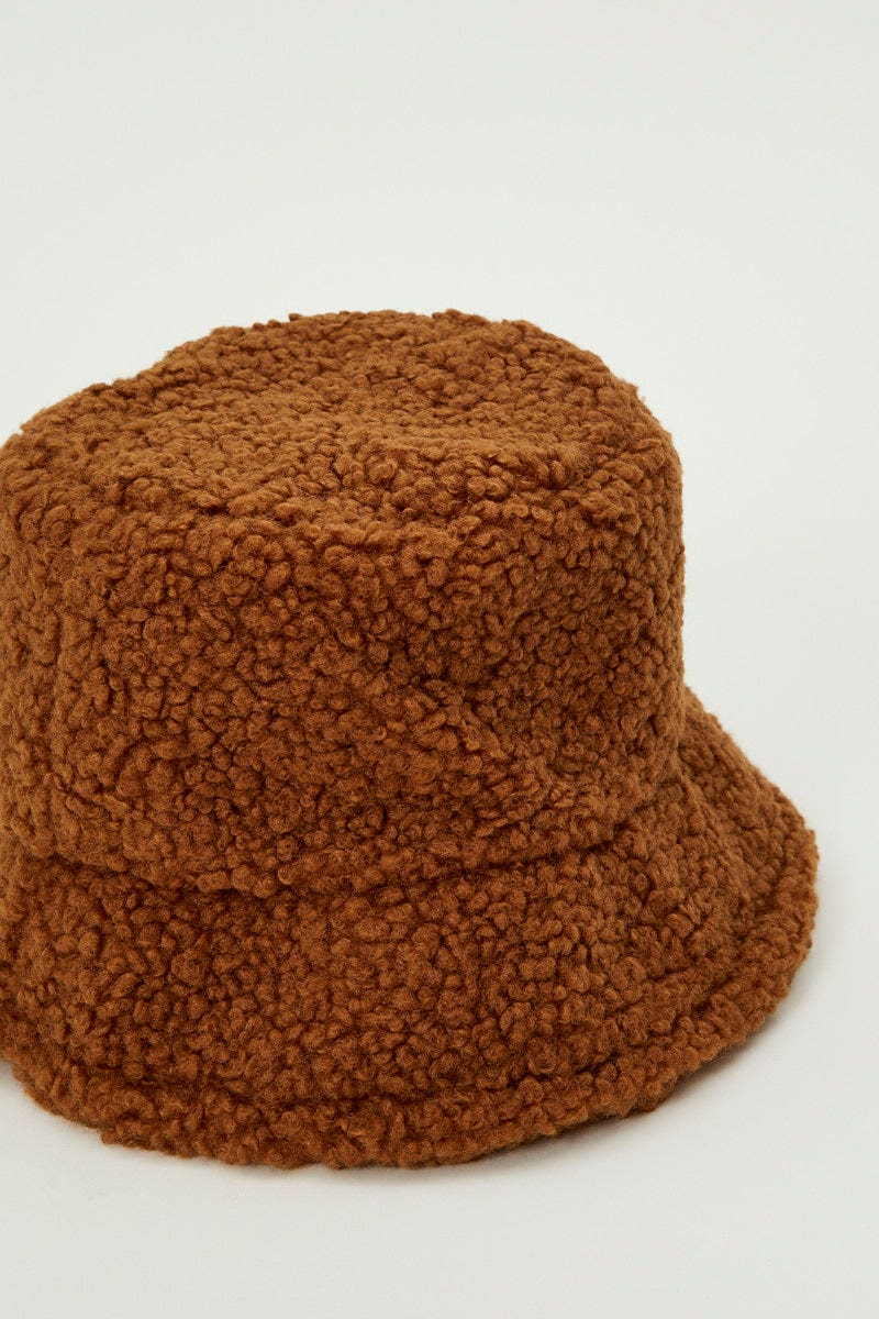 HATS Camel Teddy Borg Bucket Hat for Women by Ally
