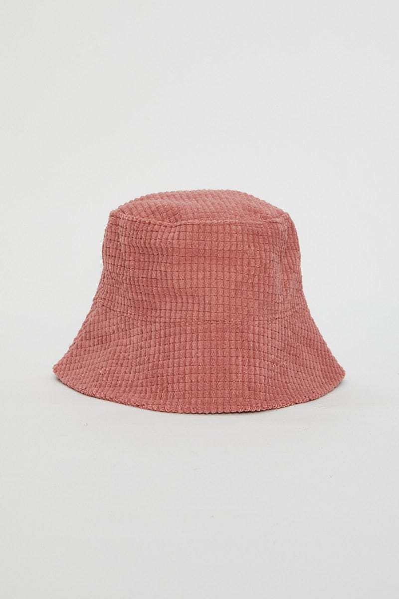 HATS Pink Corduroy Bucket Hat for Women by Ally