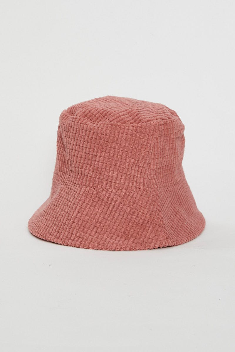 HATS Pink Corduroy Bucket Hat for Women by Ally