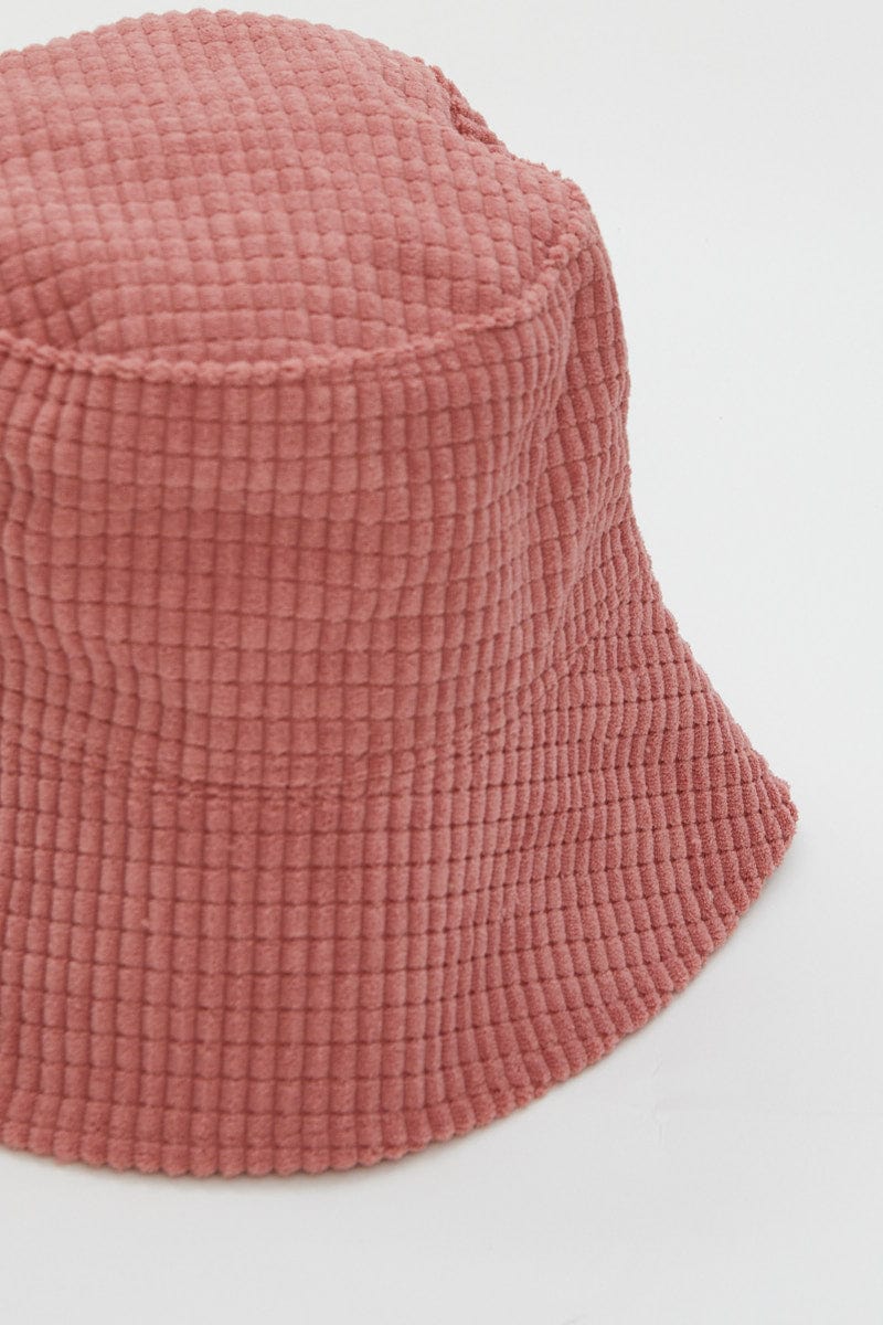 HATS Pink Corduroy Bucket Hat for Women by Ally