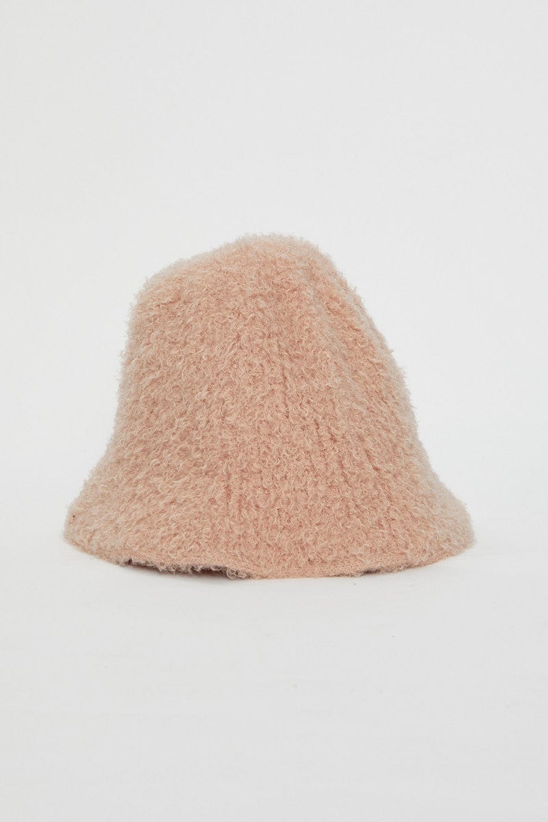 HATS Pink Fuzzy Bucket Hat for Women by Ally