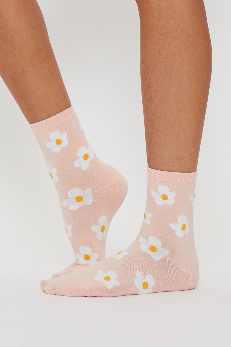 HOSIERY Floral Print Flower Print Socks for Women by Ally