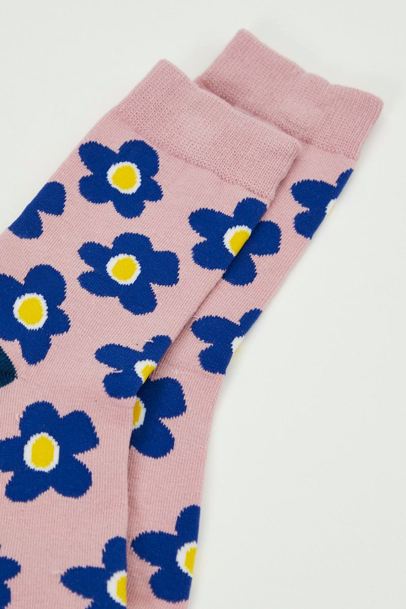 HOSIERY Print Retro Flower Power Print Socks for Women by Ally