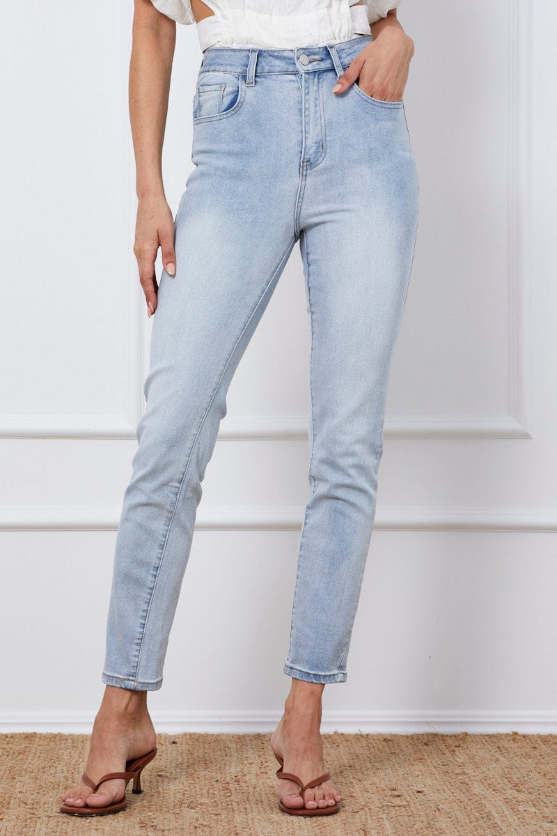 HW ANKLE SKINNY JEAN Blue Skinny Jeans High Rise Denim for Women by Ally