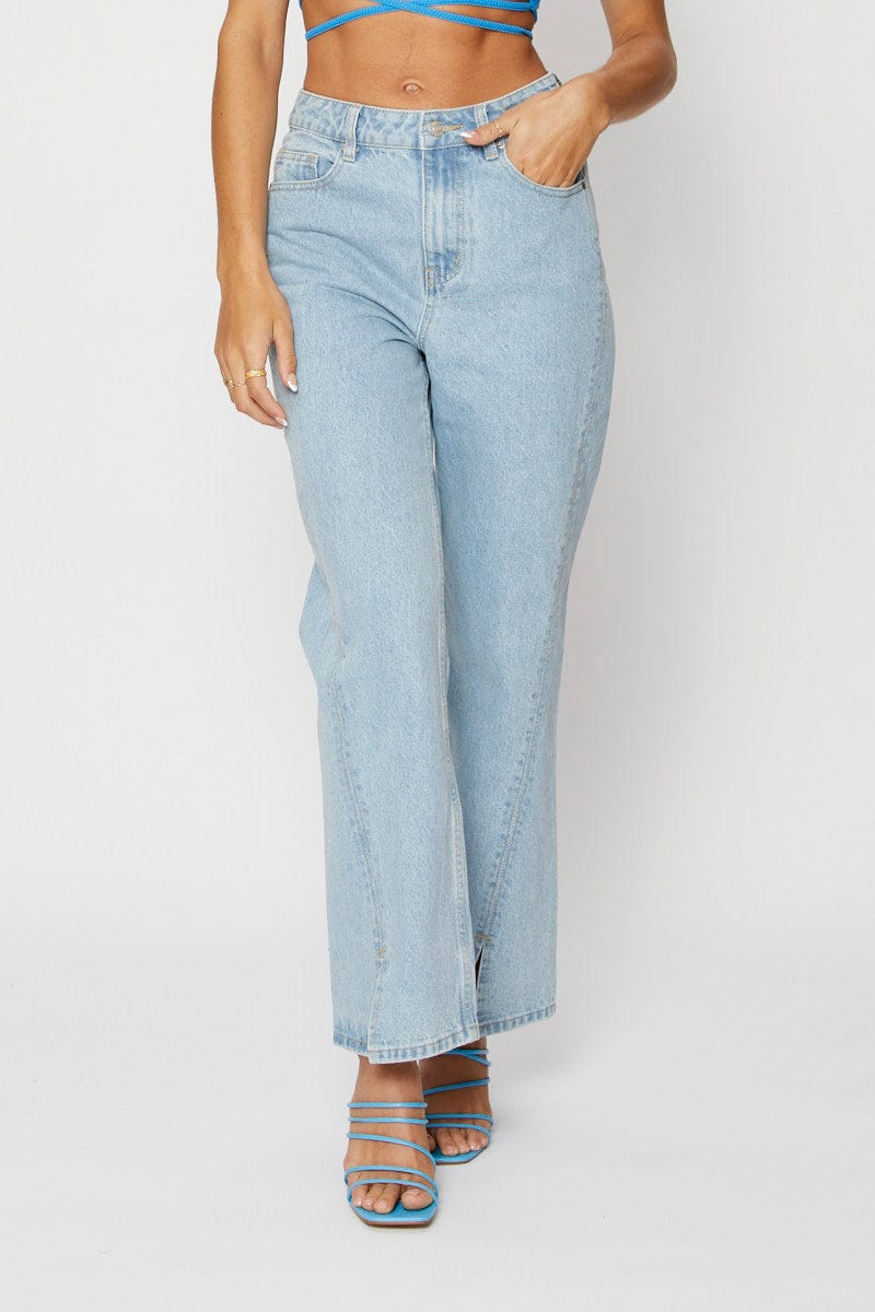 HW FLARE JEAN Blue Slip Jeans High Rise Denim for Women by Ally